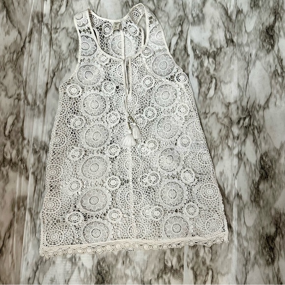 Abercrombie & Fitch Womens Sz XS S White Lace Tunic Sleeveless Swim Cover Up - Picture 7 of 12